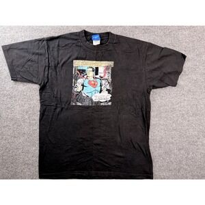Superman DC Comics Clark Kent Graphic Tee Mens Large Black Cygnus Cotton T-Shirt